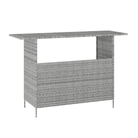 Flash Furniture Marco Indoor/Outdoor Patio Wicker Rattan Bar Counter Table w/2 Shelves, Gray LTS-0165-GY-GG